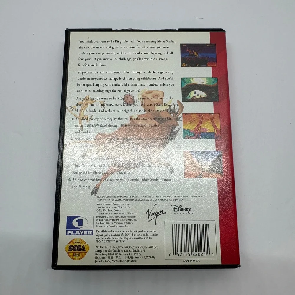 CIB Video Game Sega Genesis The Lion King Disney Virgin